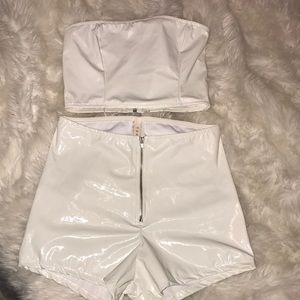 Latex white two piece.